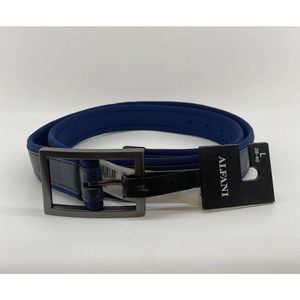 Alfani Men's Large 38-40 Belt Neoprene Cushioned 1 3/8" Wide Navy Blue NEW